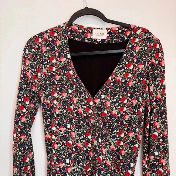 Sezane Wrap Floral Estelle‎ Mini Dress size size 38 - Picture 3 of 11